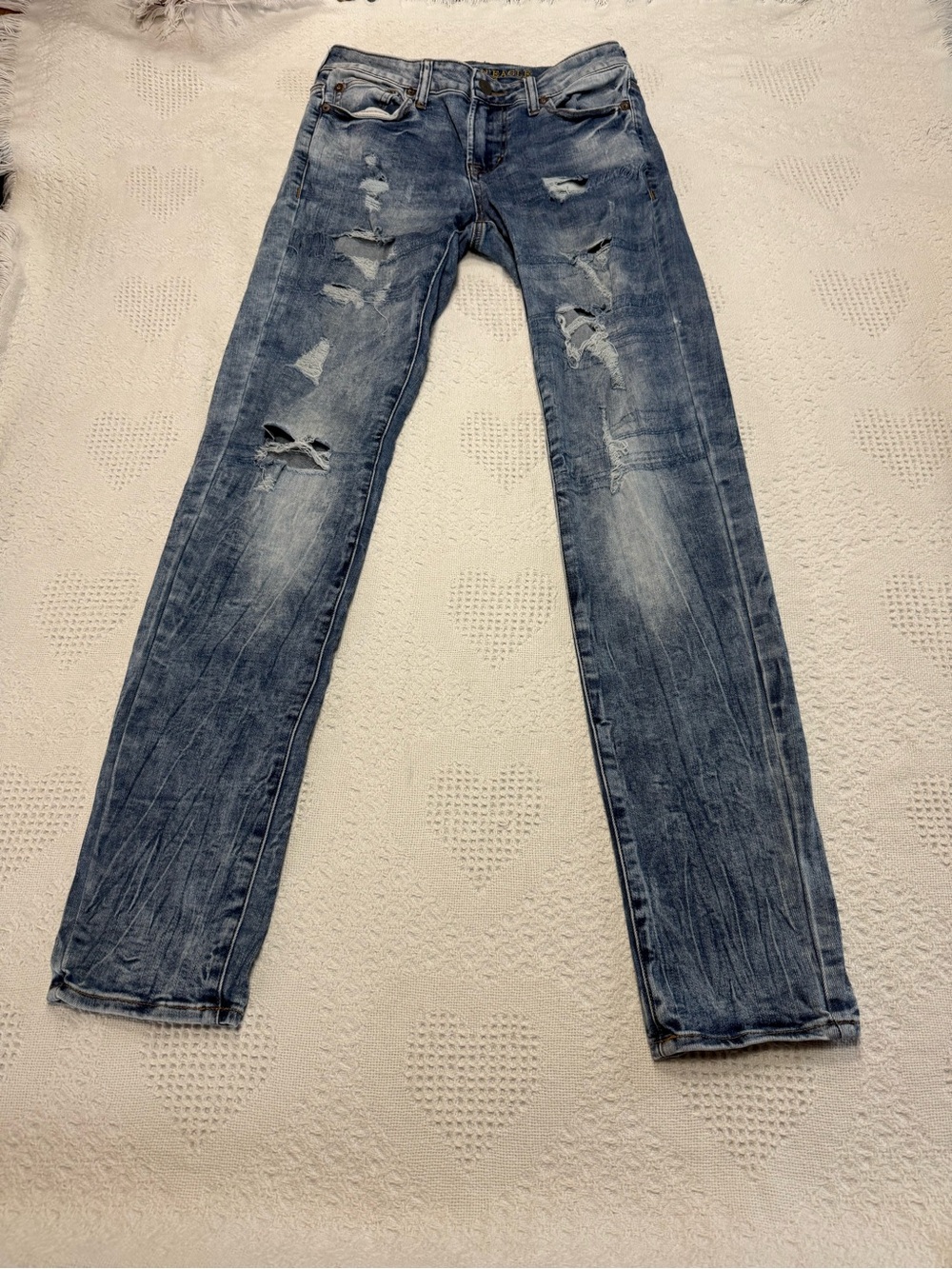 American Eagle Outfitters Blue Distressed Skinny Jeans (30x34)